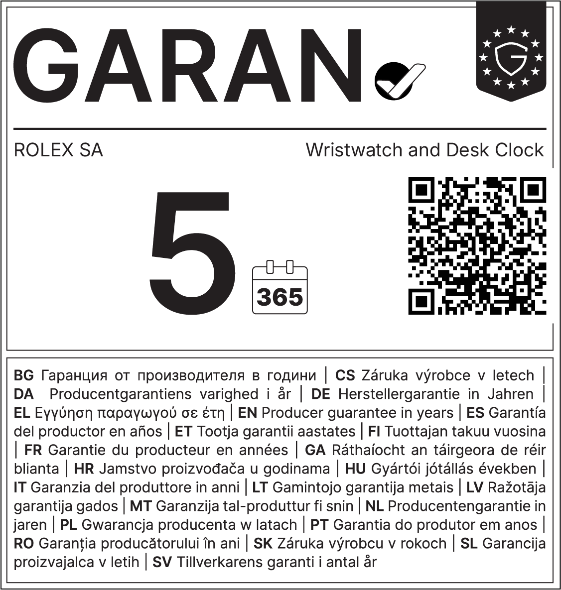 GARAN Label für Tudor Royal